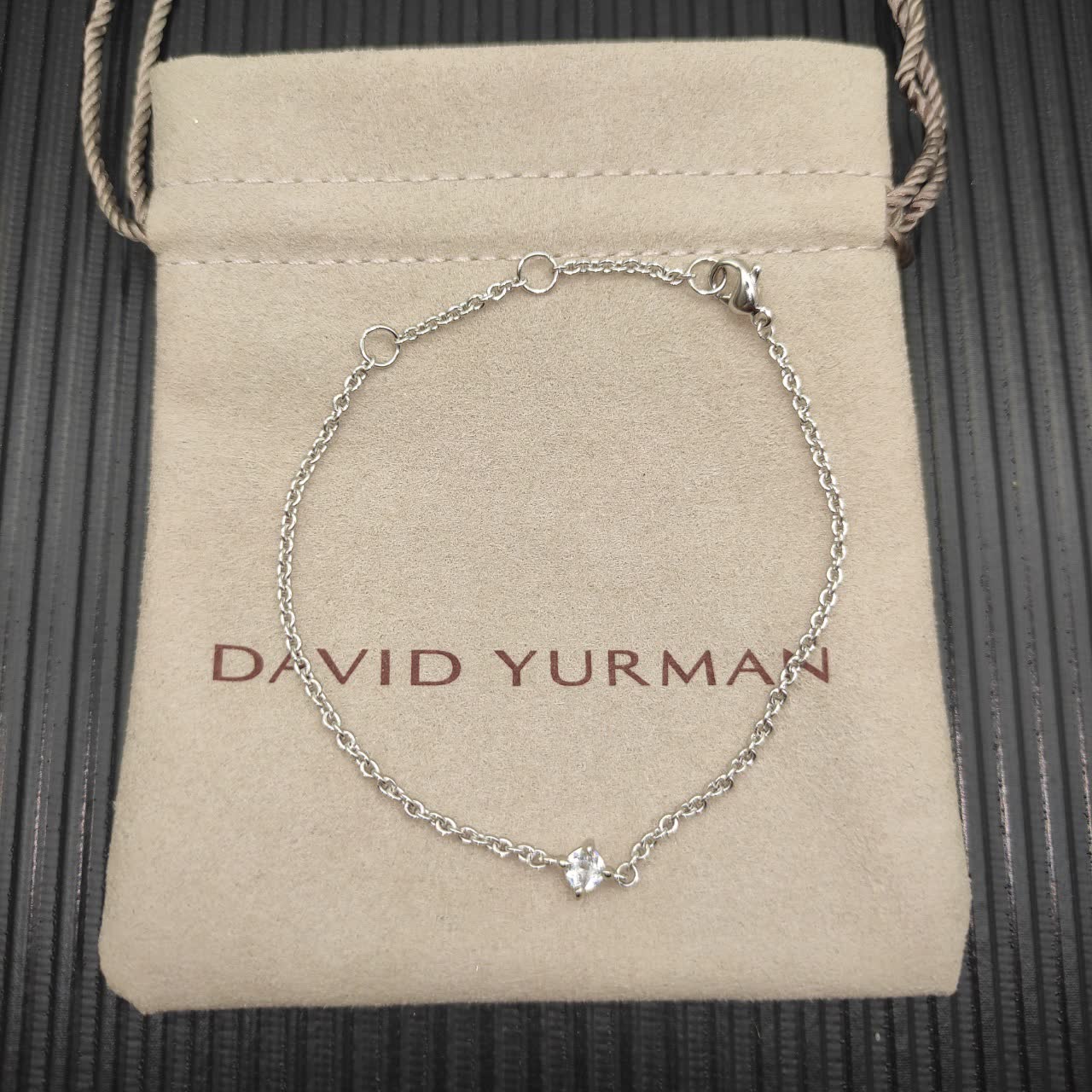 David Yurman Sterling Silver Cable Collectibles Diamond Station Bracelet